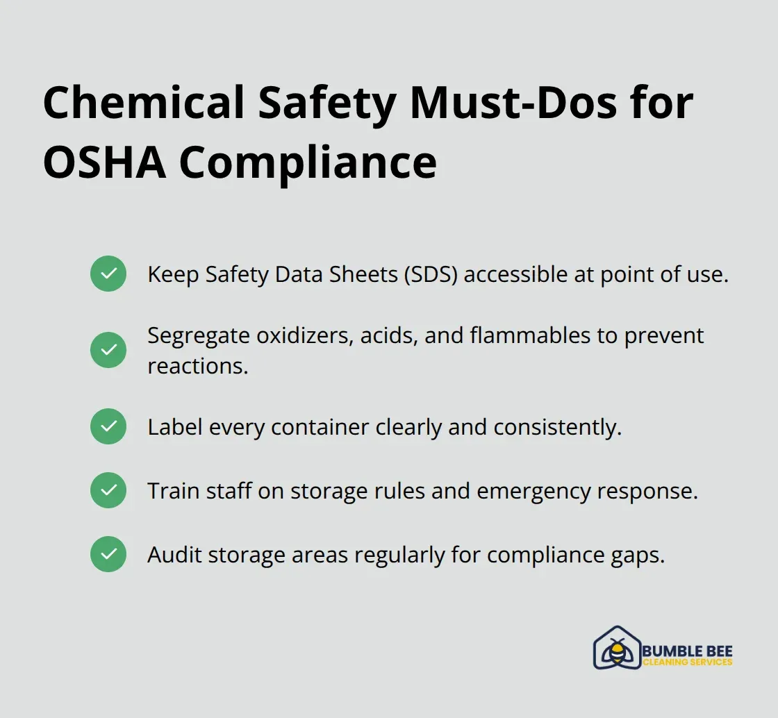 Checklist of OSHA-aligned chemical safety practices for Seattle facilities