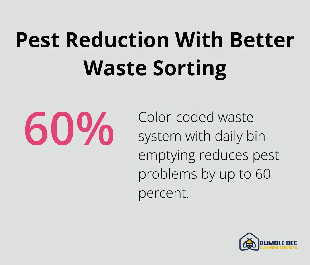 Percentage showing up to 60 percent pest reduction from color-coded waste systems - Sustainable janitorial