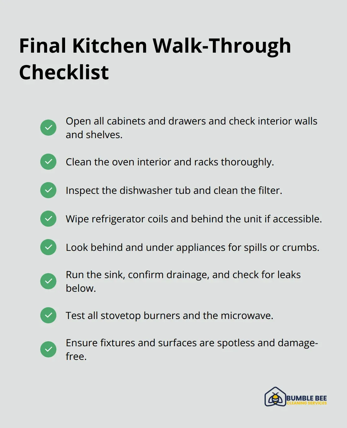 Checklist of critical kitchen inspection points for Seattle move-outs